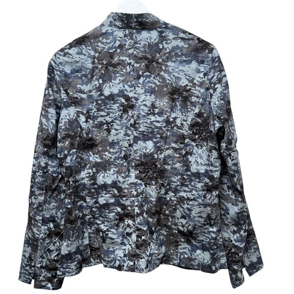 Coldwater Creek Womens Jacket 16 Camo Blue Gray Drawstring Tie Blazer NWT - Picture 6 of 9